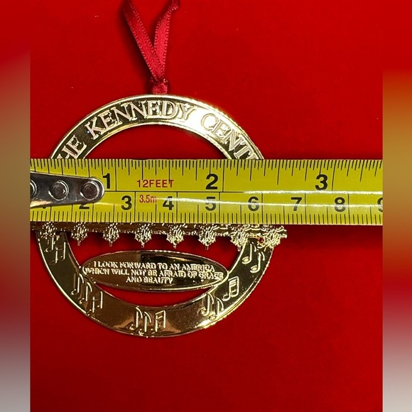 The Kennedy Center Gold Tone Finish Brass Holiday Ornament Red Ribbon - Picture 6 of 6